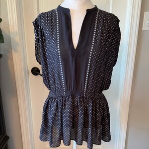 Elegant Navy Polka Dot Women's Top